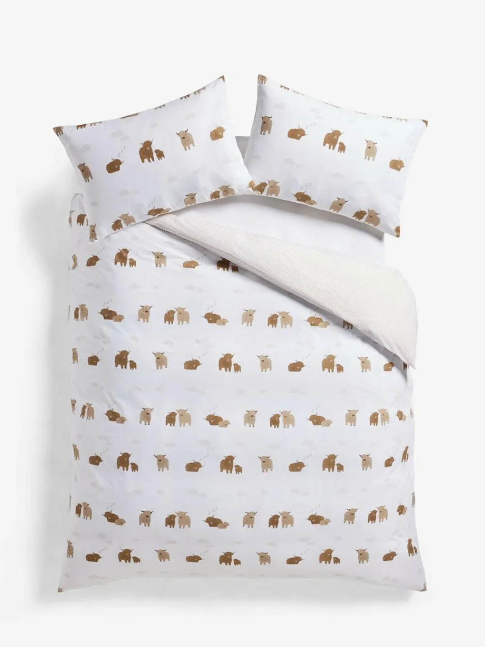 Next 2 Pack Natural Hamish the Highland Cow Reversible Duvet Cover and Pillowcase Set^ Bedsets & Duvet Covers
