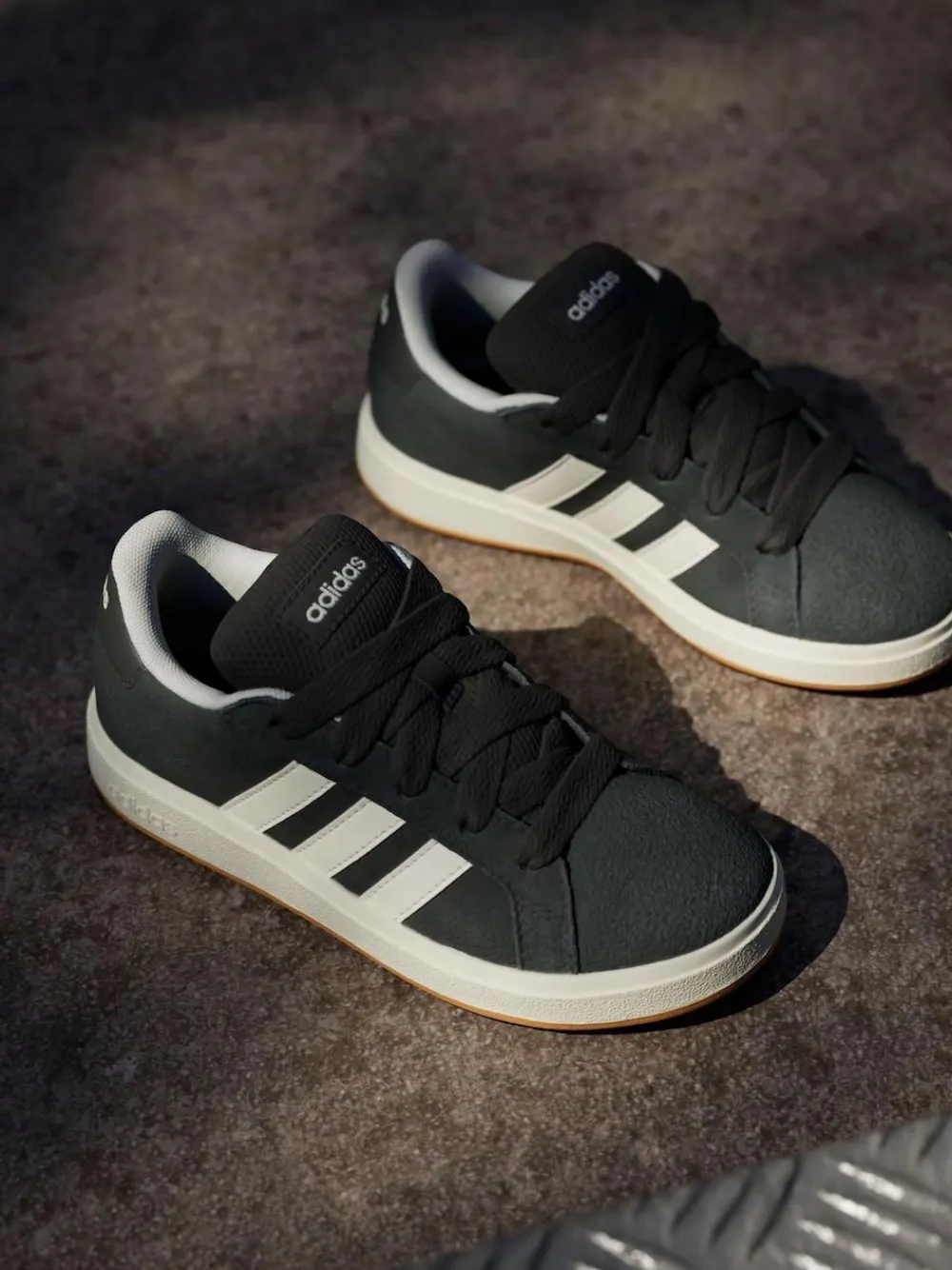 Clearance adidas Black Grand Court 00s Suede Lace Kids Trainers