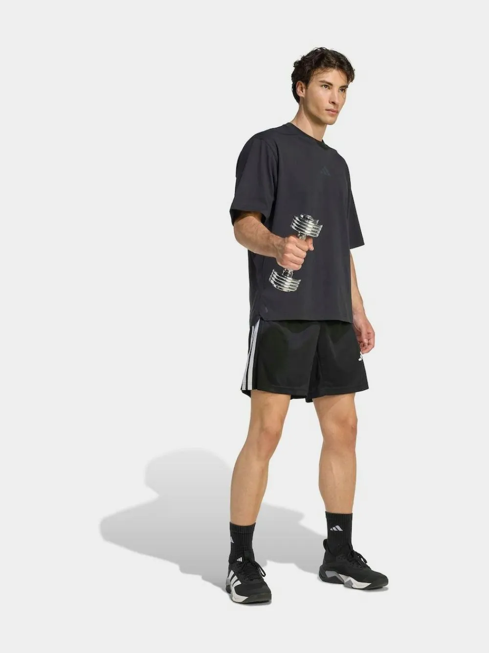 Sale adidas Workout Essentials Base 3-Stripes Pique Shorts 7Inch Black
