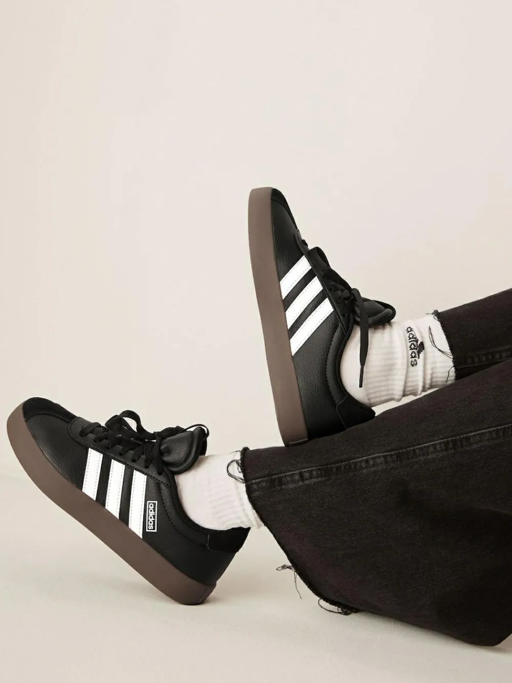 Clearance adidas VL Court 3.0 Kids Trainers Black/Tan