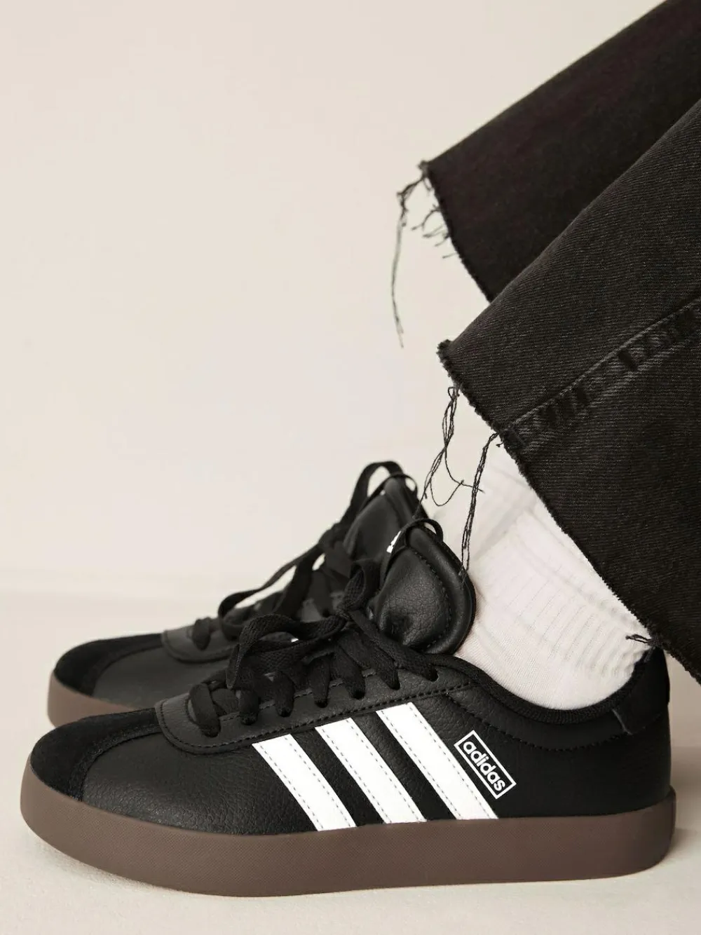 Clearance adidas VL Court 3.0 Kids Trainers Black/Tan