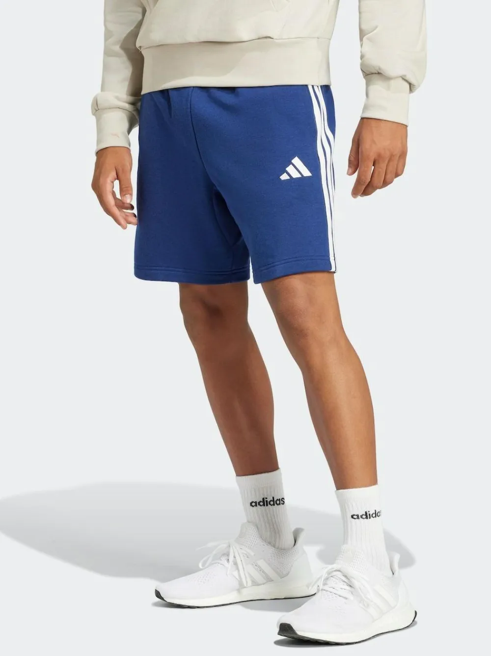 adidas Blue Essential 3-Stripes French Terry Shorts^ Shorts