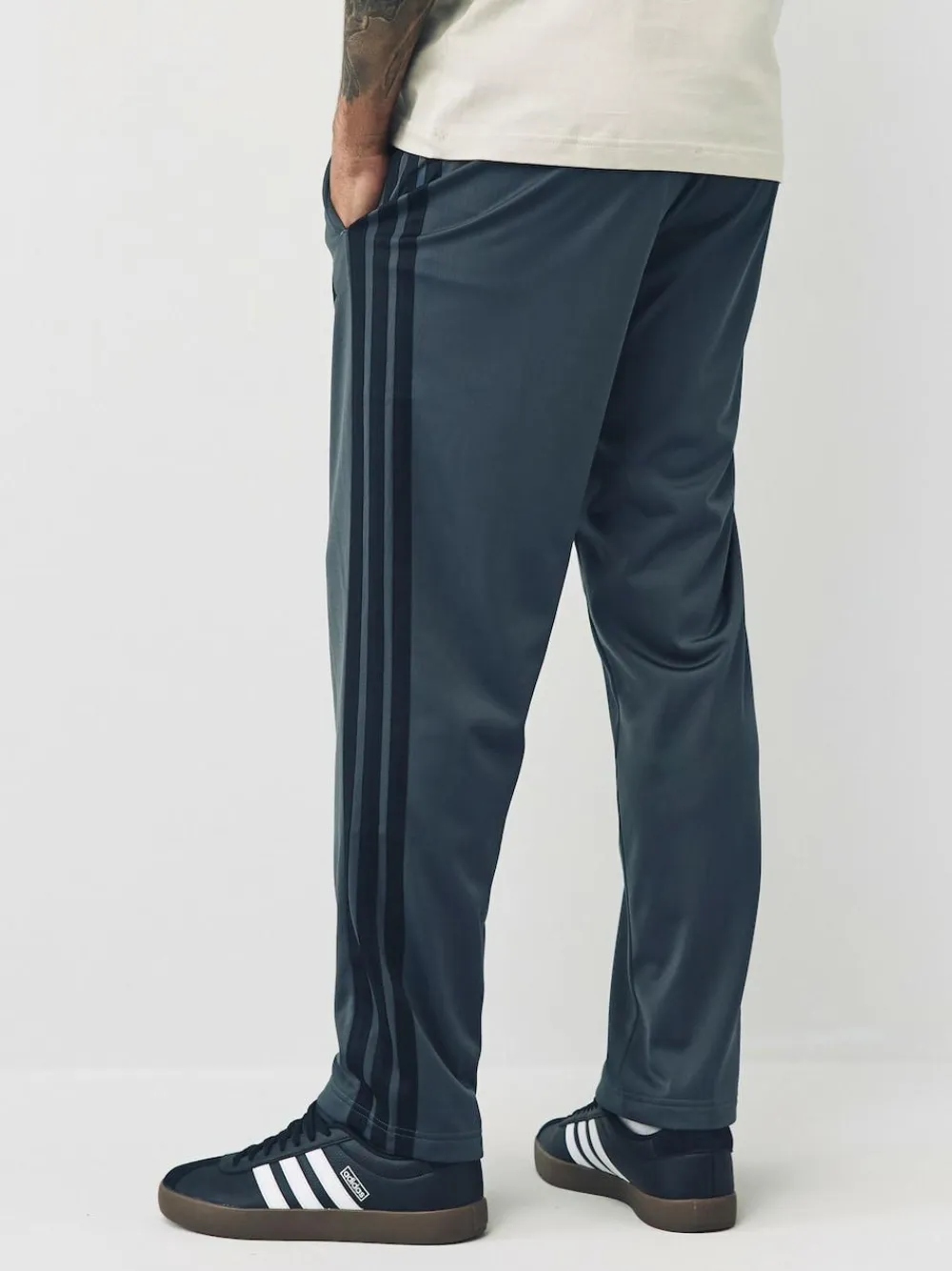 Sale adidas Regular Fit 3-Stripes Tricot Open Hem Track Joggers Grey