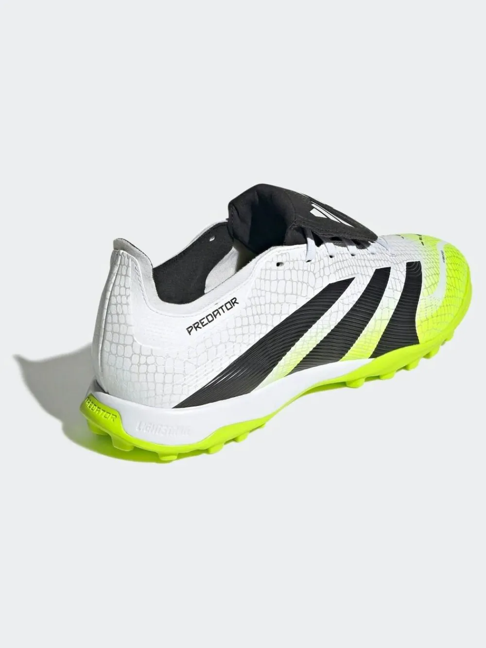 adidas White/Lemon Adult Predator League Fold-Over Tongue Turf Boots^ Soccer Cleats