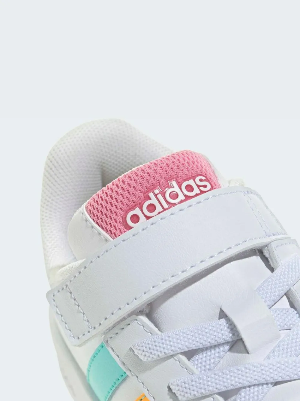 adidas White/Multi Grand Court 3.0 Elastic Lace Kids Trainers^BOY School Shoes|Boys Shoes