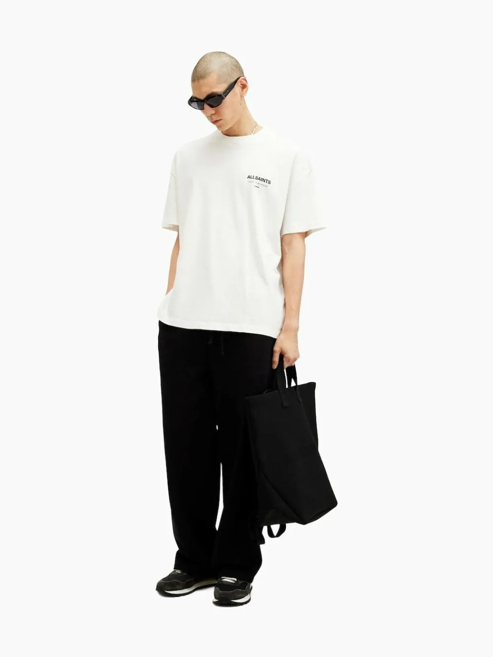 All Saints AllSaints White Underground Oversized Cotton Crew Neck T-Shirt