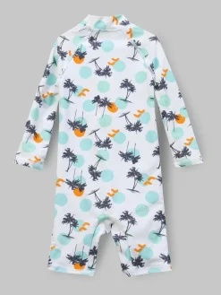 Outlet Angel & Rocket Blue Brody Blue Sunsafe Print Toddler Swimsuit
