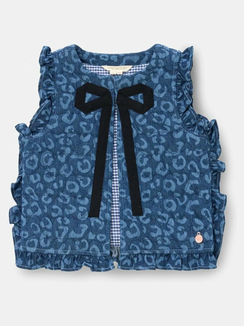 Angel & Rocket Blue Petra Leopard Print Denim Gilet^ Jackets & Coats|Snowsuits & Coats