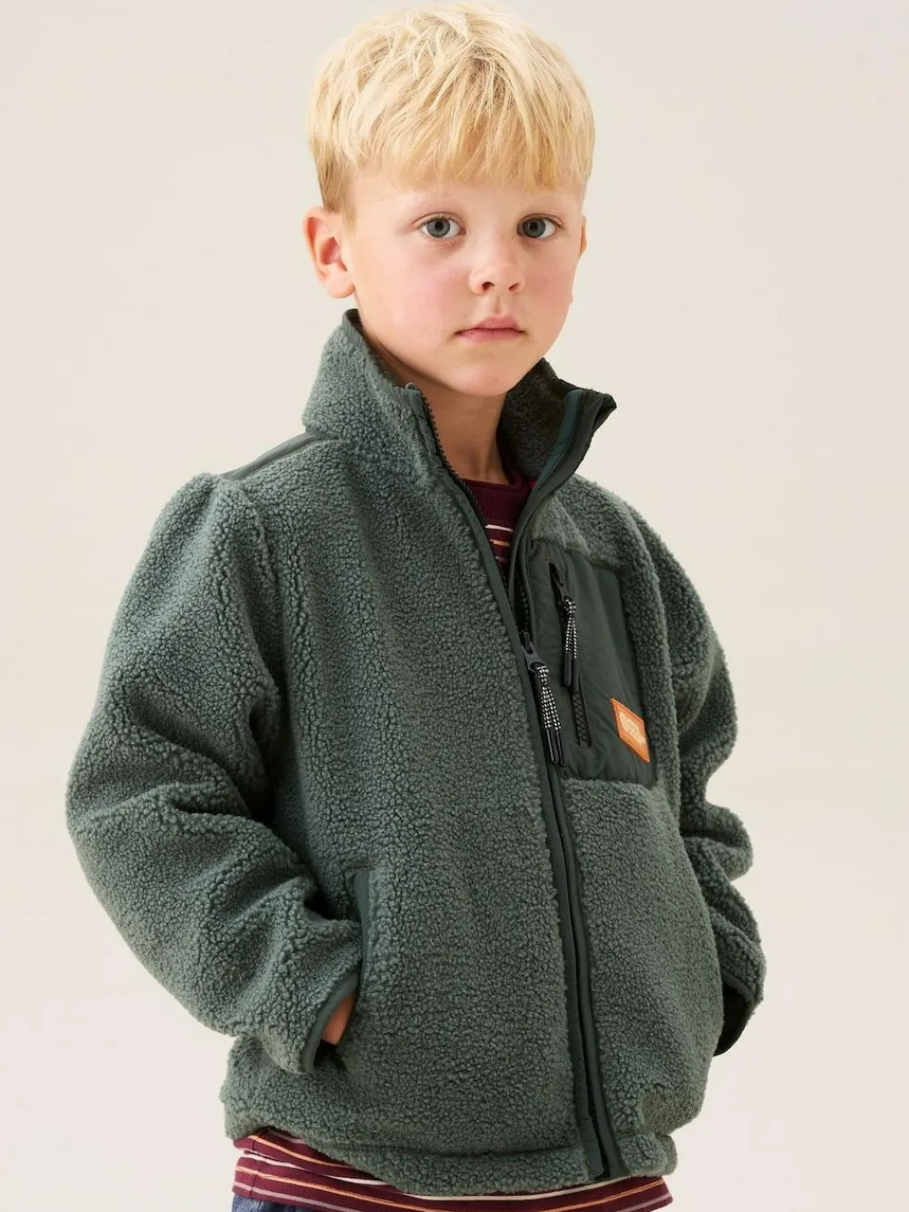 Angel & Rocket Green Aaron Zip Through Sherpa Fleece^BOY Coats & Jackets|Snowsuits & Coats