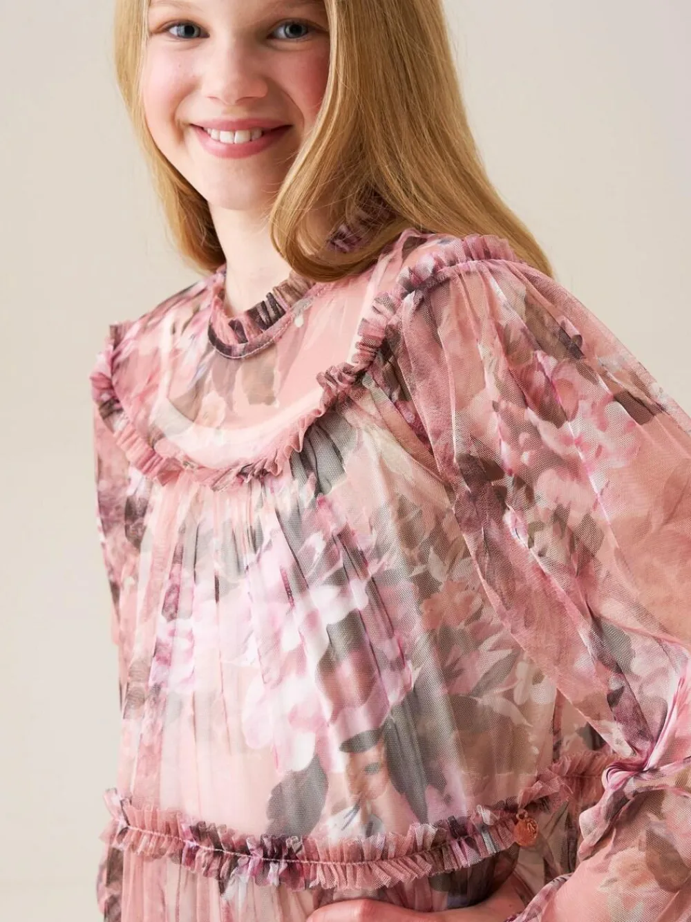 Sale Angel & Rocket Pink Cara Printed Swing Mesh Dress