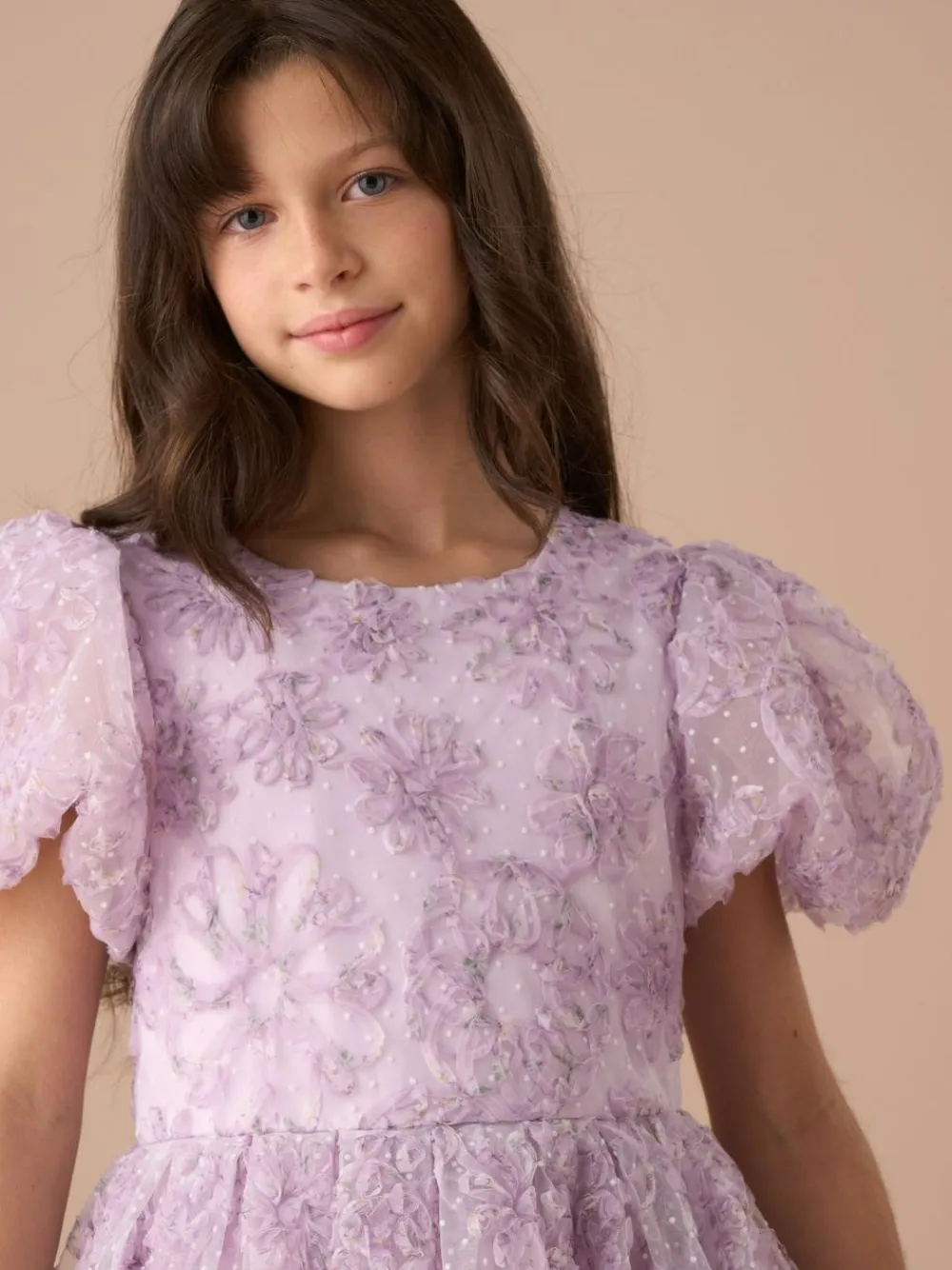 Angel & Rocket Purple Ines Purple Embellished Puff Sleeve Dress^ Occasionwear