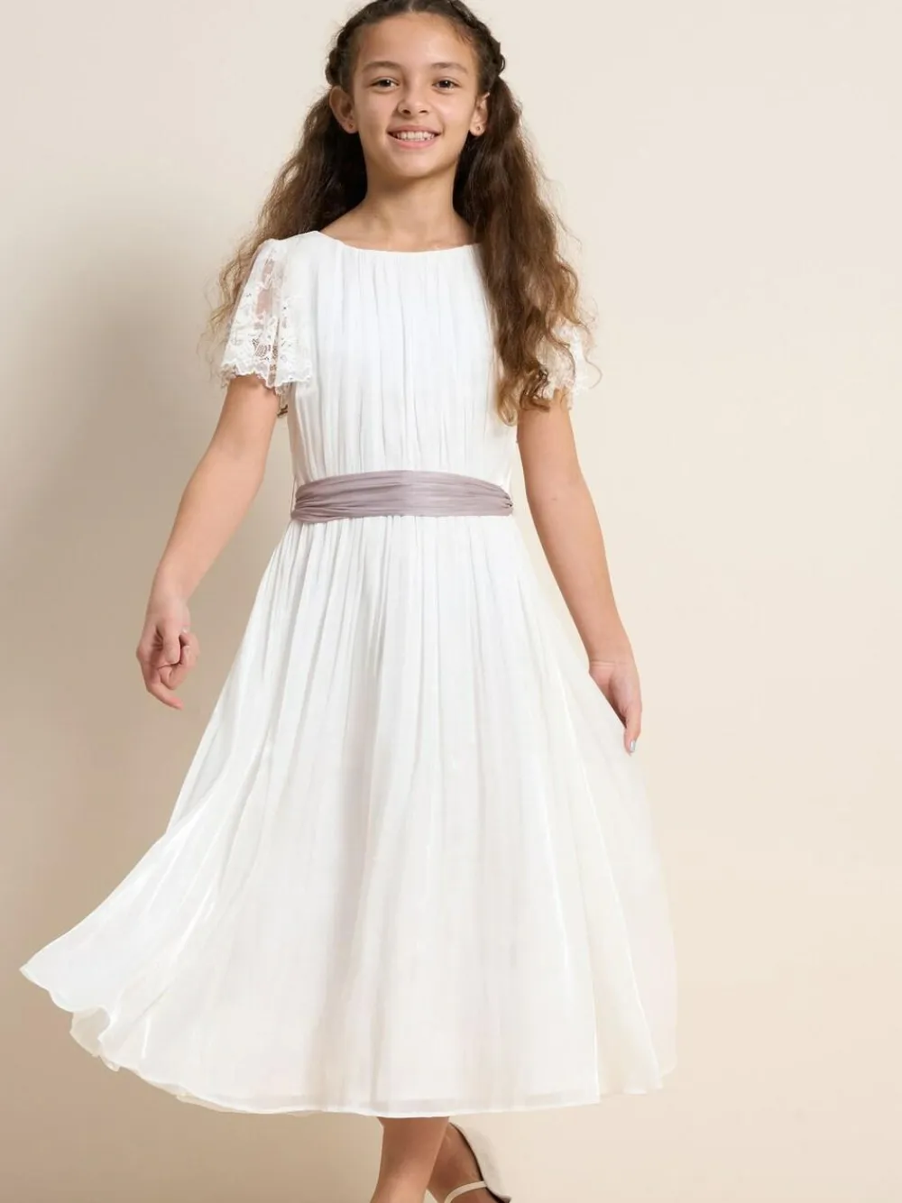 Angel & Rocket White Lace Sleeve Aria Maxi Dress^ Occasionwear