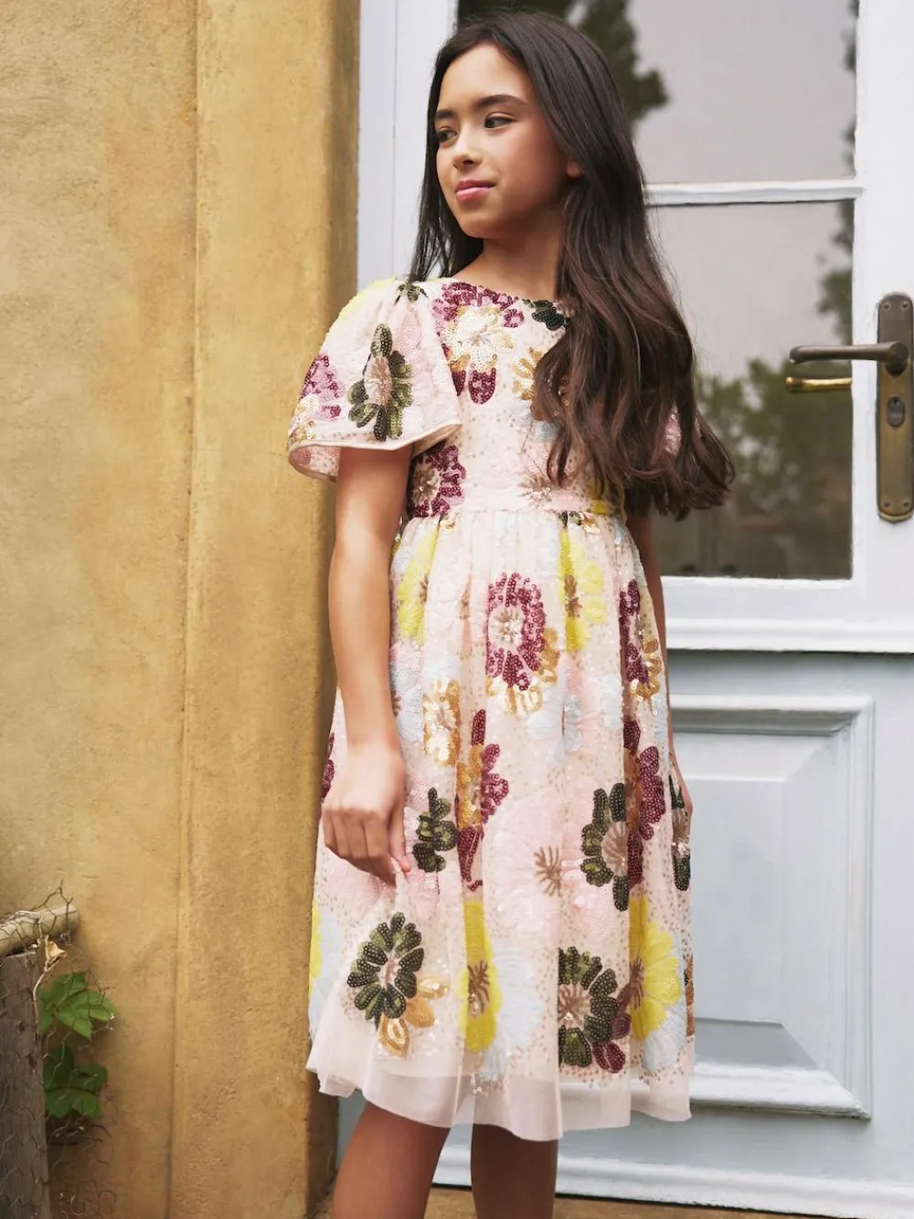 Hot Angel & Rocket White Verity Flower Sequin Dress