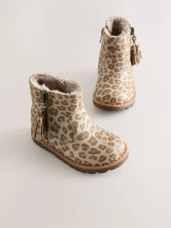 Clearance Next Animal Shimmer Wide Fit (G) Chelsea Zip Tassel Ankle Boots