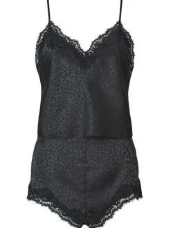Best Ann Summers Black Signature Satin Animal Print Short Cami Pyjama Set