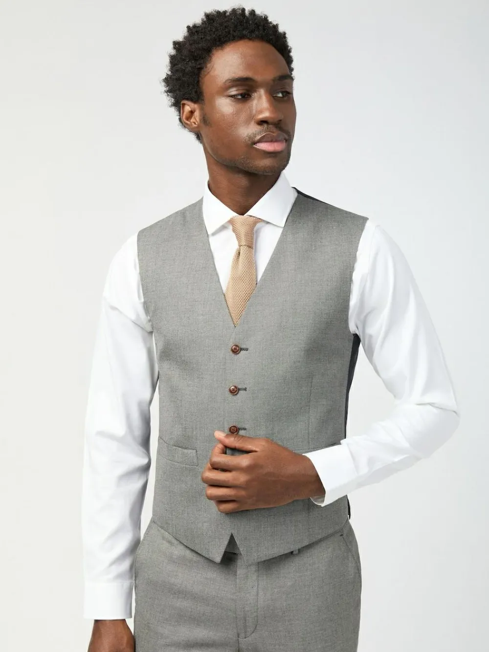 Antique Rogue Grey Blake Texture Waistcoat^ Vests