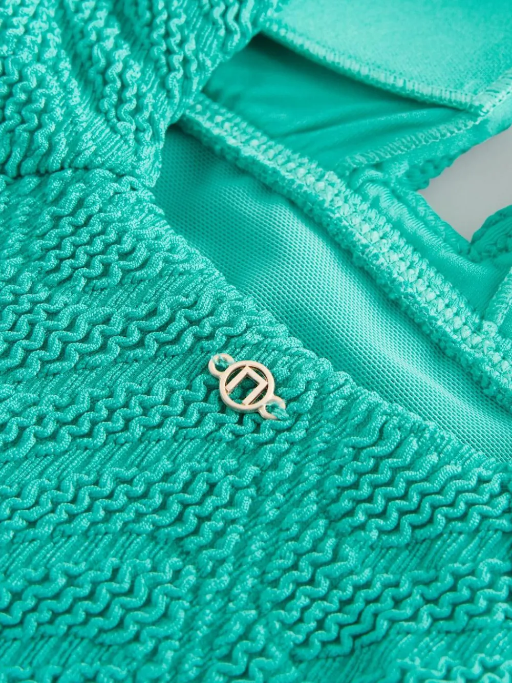 Discount Next Aqua Green Crinkle Textured Plunge Shaping Tummy Control Swimsuit