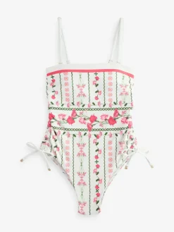 New B by Ted Baker Tummy Control Bandeau Swimsuit White