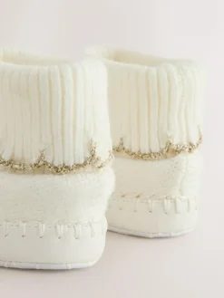 Baker by Ted Baker Baby Girls Scallop Edge Knitted Padders Booties with Bow^ Baby Boots|Boots