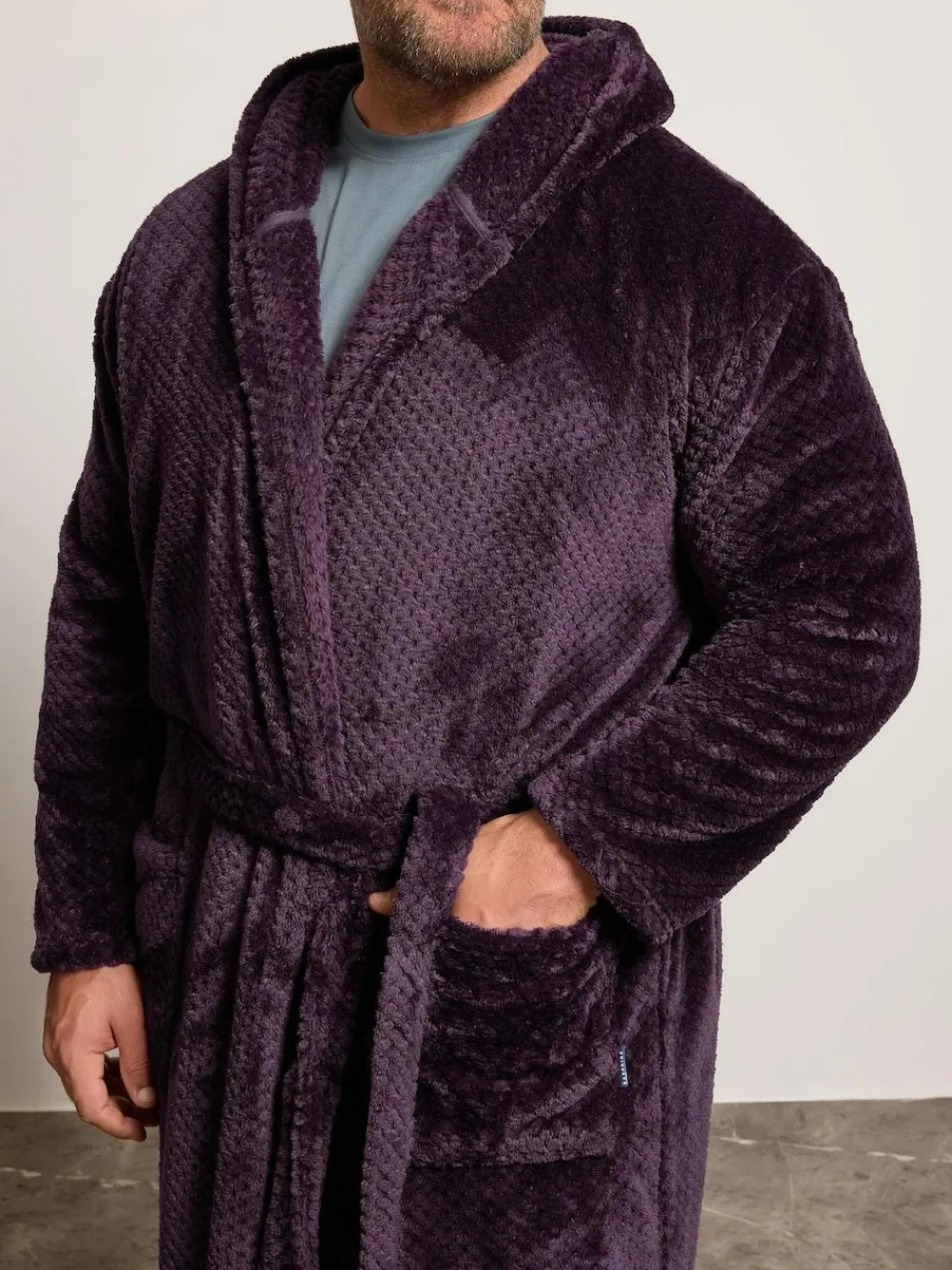 BadRhino Big & Tall Red Textured Hooded Robe^ Bathrobe
