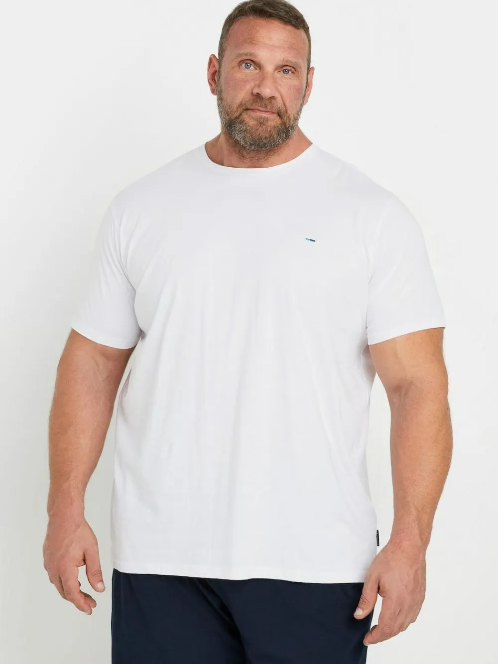 Online BadRhino Big & Tall White & Navy Blue Lounge 100% Cotton Shorts & T-Shirt Set White & Navy Blue
