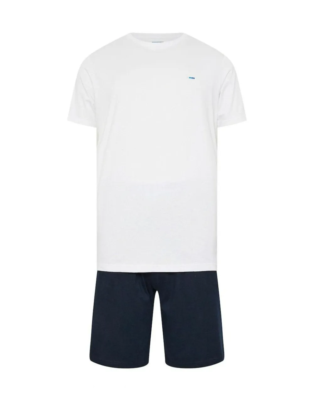 Online BadRhino Big & Tall White & Navy Blue Lounge 100% Cotton Shorts & T-Shirt Set White & Navy Blue