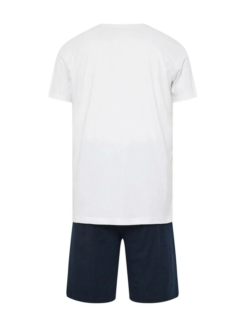 Online BadRhino Big & Tall White & Navy Blue Lounge 100% Cotton Shorts & T-Shirt Set White & Navy Blue