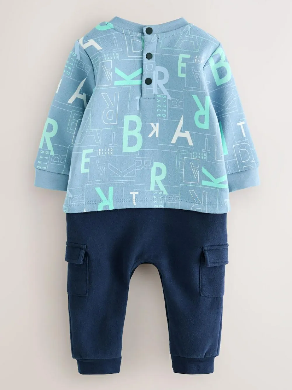 New Baker by Ted Baker All Over Print Long Sleeve Romper Blue