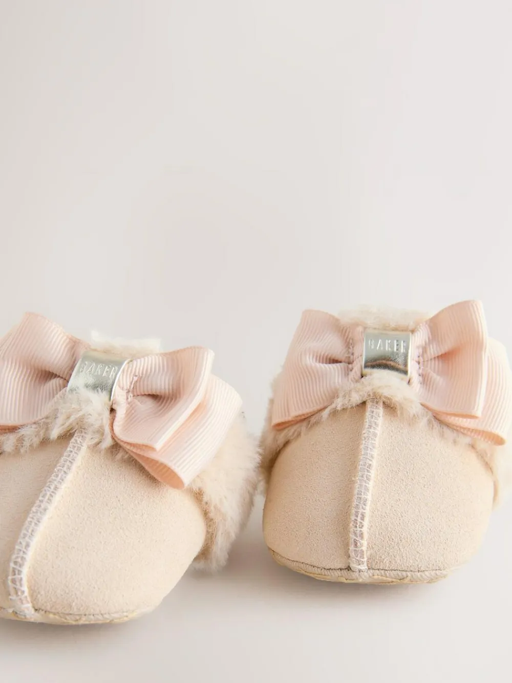 Baker by Ted Baker Baby Girls Faux Fur Trim Padders Mules Bone