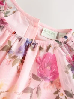 Baker by Ted Baker Floral Mesh Long Sleeve Bow Dress^ Dresses