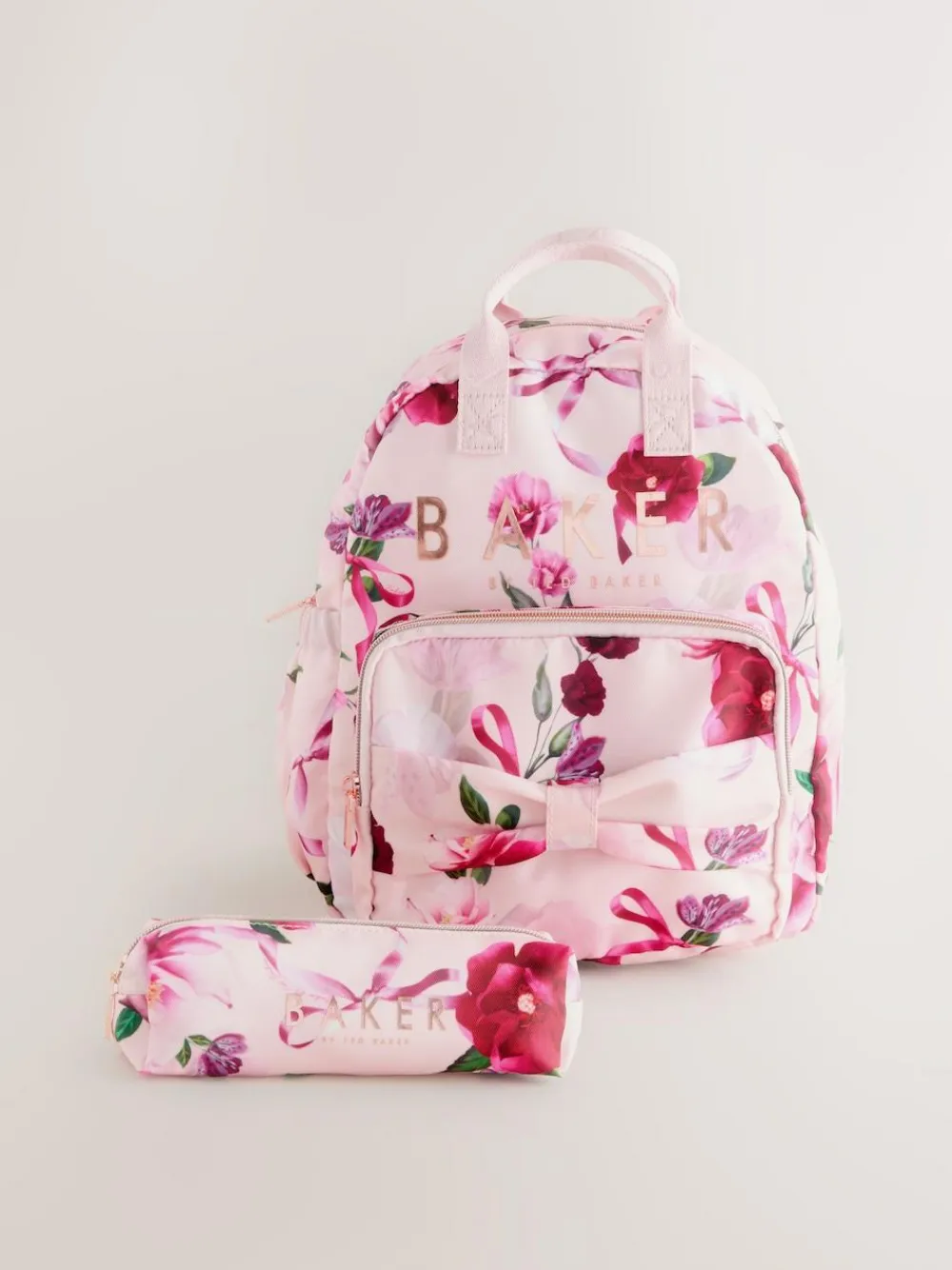 Online Baker by Ted Baker Girls Pink Back to School Floral Print Bow Backpack