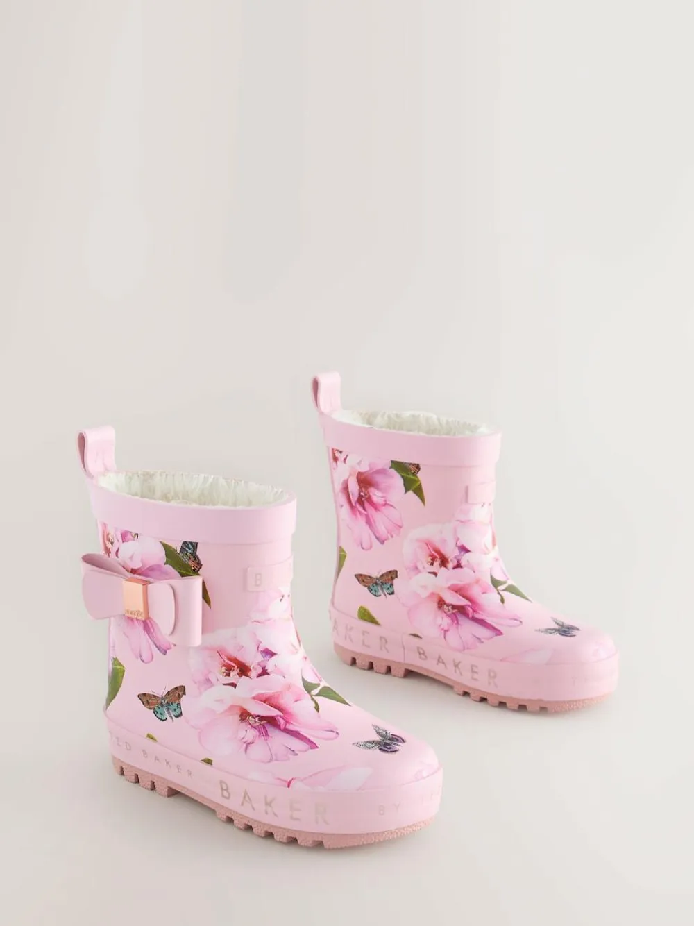 Baker by Ted Baker Girls Faux Fur Lined Welly Boots with Bow^ Boots