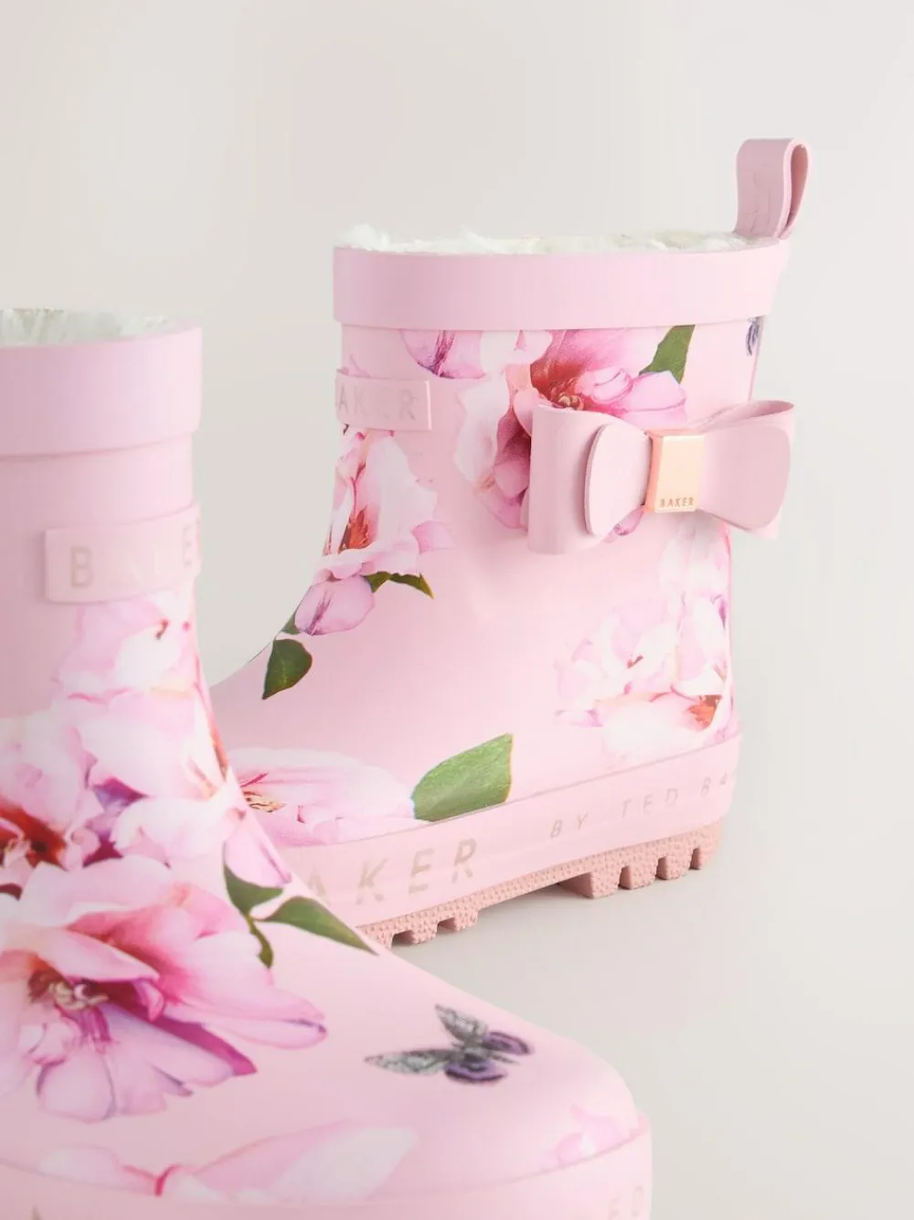 Baker by Ted Baker Girls Faux Fur Lined Welly Boots with Bow^ Boots