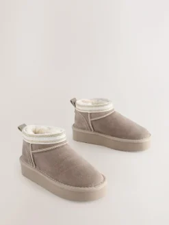 Outlet Baker by Ted Baker Girls Water Repellent Cosy Suede Boots Mink Brown