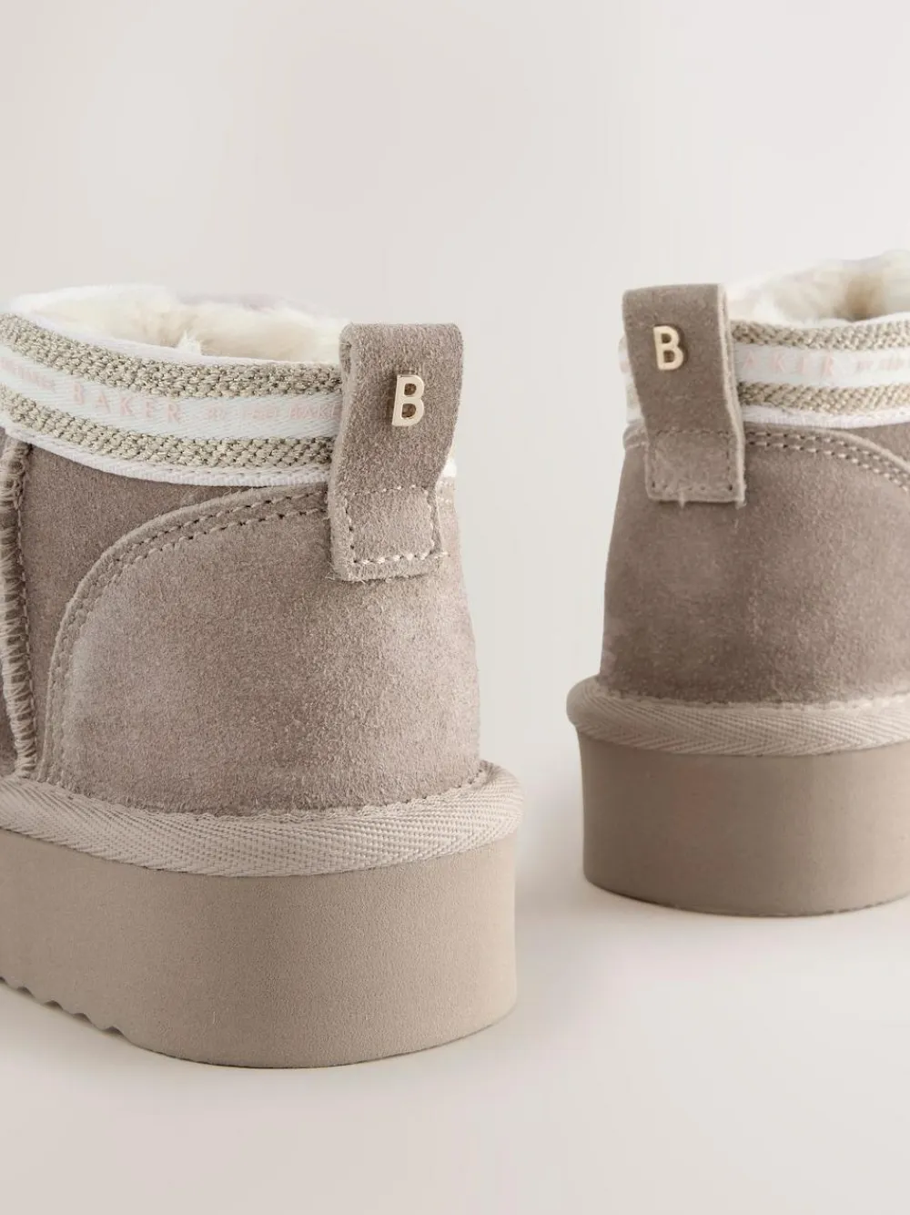Outlet Baker by Ted Baker Girls Water Repellent Cosy Suede Boots Mink Brown