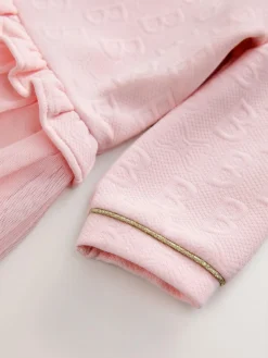 Online Baker by Ted Baker Jacquard Embossed Mesh Hem Dress Pink