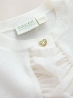 Baker by Ted Baker Knitted Mesh Ruffle Hem Cardigan^ Knitwear|Knitwear