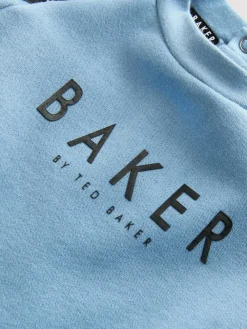 Clearance Baker by Ted Baker Panel Long Sleeve Romper Blue/Black