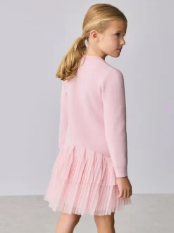 Best Baker by Ted Baker Pink Knitted Mesh Tulle Hem Dress