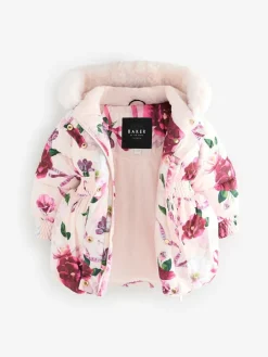 Baker by Ted Baker Shower Resistant Bubble Hem Padded Coat Pink