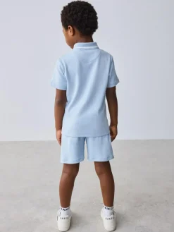 Sale Baker by Ted Baker Textured Polo Shirt and Shorts Set Blue
