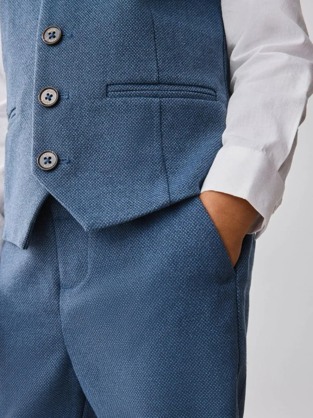 Online Baker by Ted Baker Waistcoat Shirt And Trousers Set Blue