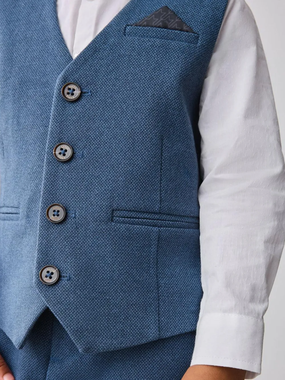 Online Baker by Ted Baker Waistcoat Shirt And Trousers Set Blue