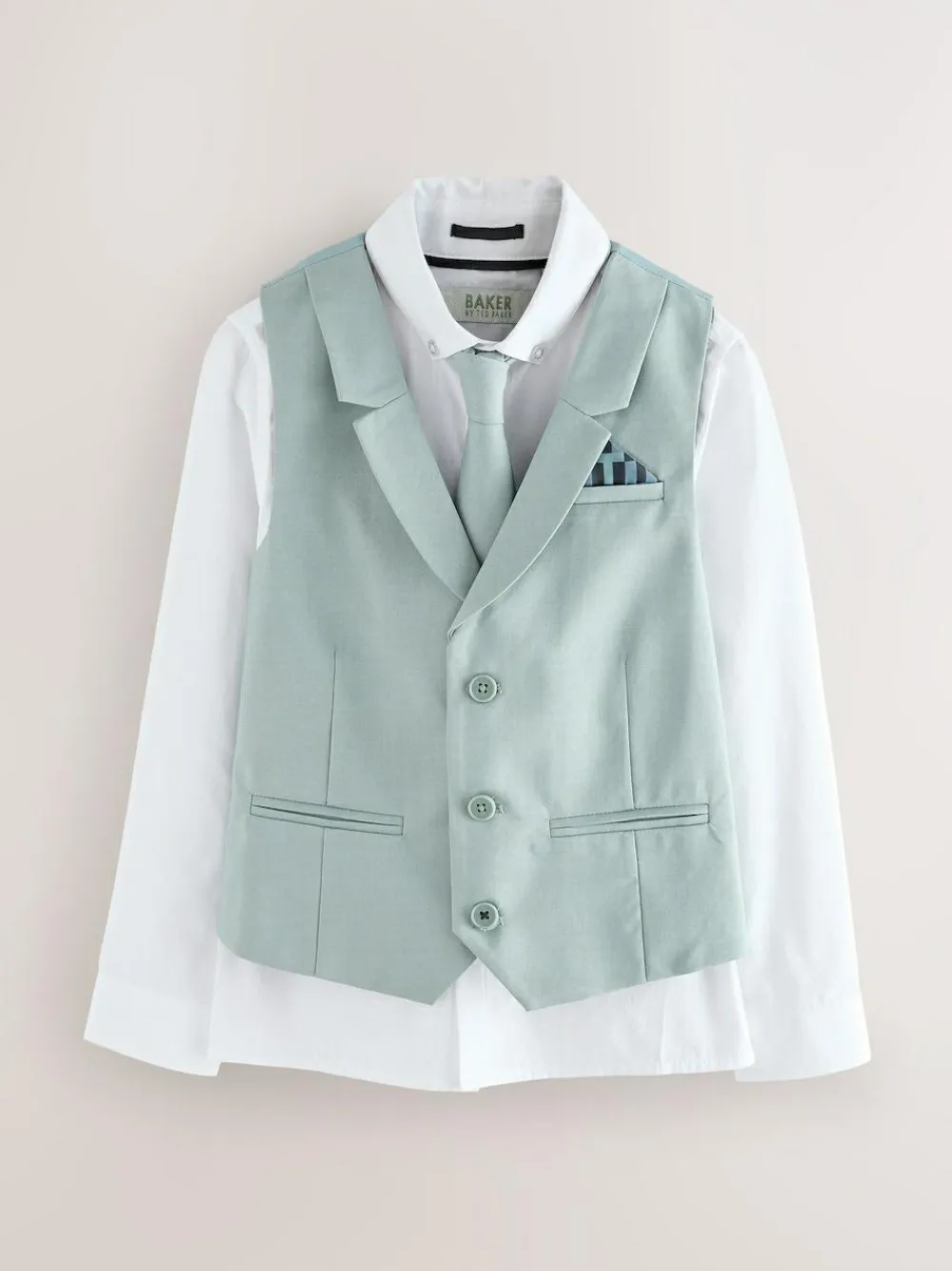Baker by Ted Baker Waistcoat, Shirt And Tie Set Green