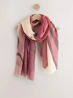 Discount Next Berry Red Abstract Lightweight Scarf