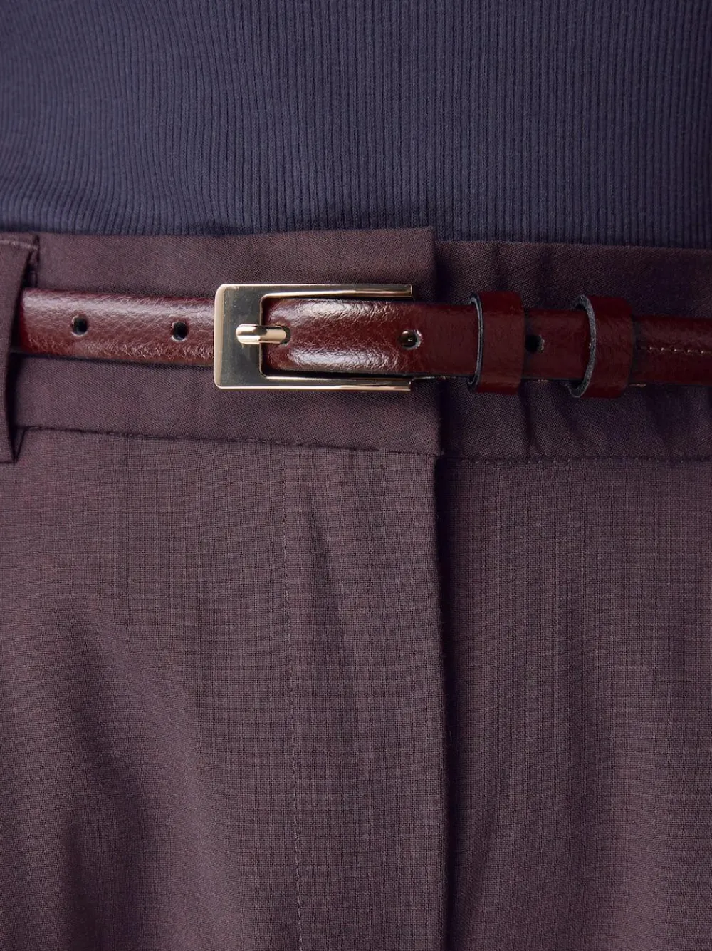 Clearance Next N. Premium Skinny Made In Italy Leather Belt Berry Red