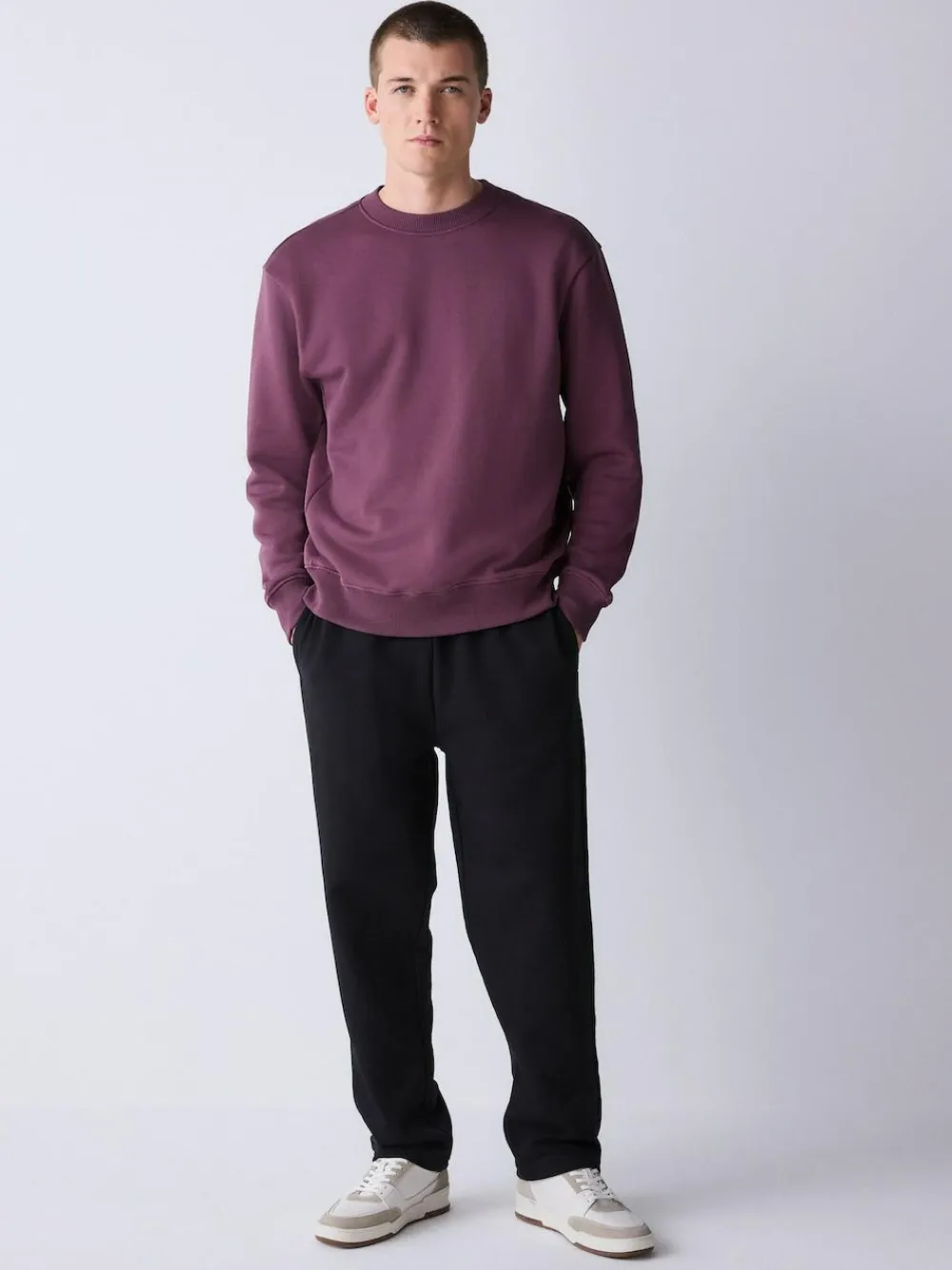 Next Berry Red Regular Fit Heavyweight Cotton Rich Crew Neck Sweatshirt^ Nightwear|Sweatshirts & Hoodies