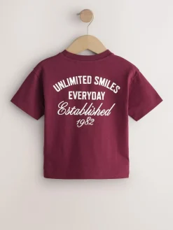 Next Berry Red Slogan Short Sleeve Back Print T-Shirt (3mths-7yrs)