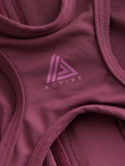 Online Next Berry Wine Active High Neck Tummy Control Swimsuit