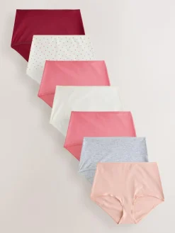 Online Next Full Brief Cotton Rich Knickers 7 Pack Berry/Pink